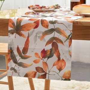 Billiving Dining Table Runner 13 × 72 With Fall Leaves and Ginko 2 Piece Set